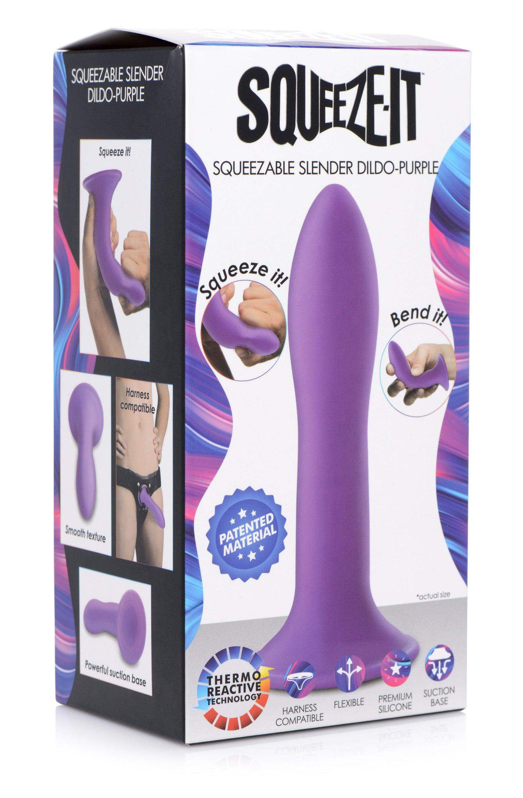 Squeezable Slender Dildo - Purple - The Dildo Hub