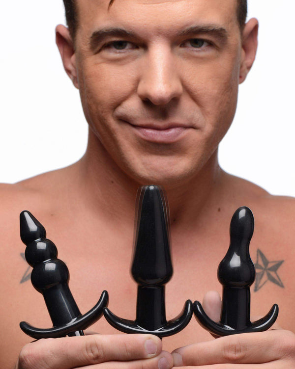 Thrill Trio Anal Plug Set - Black  The Dildo Hub