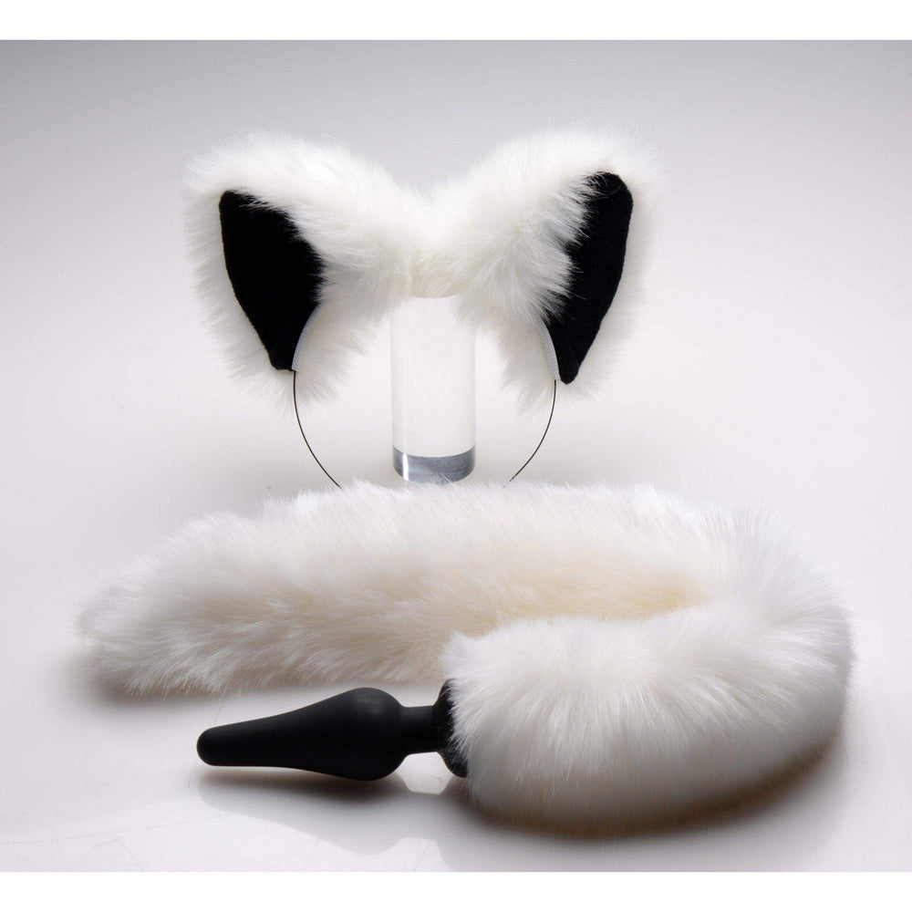 White Fox Tail Anal Plug and Ears Set - The Dildo Hub