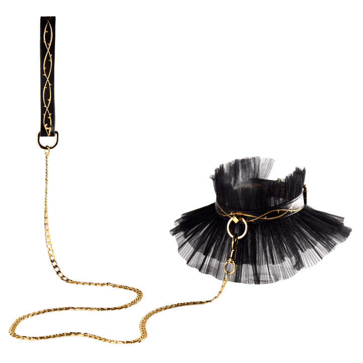 ZALO & UPKO Doll Designer Collection Leather Thorn Collar & Chain Leash - The Dildo Hub
