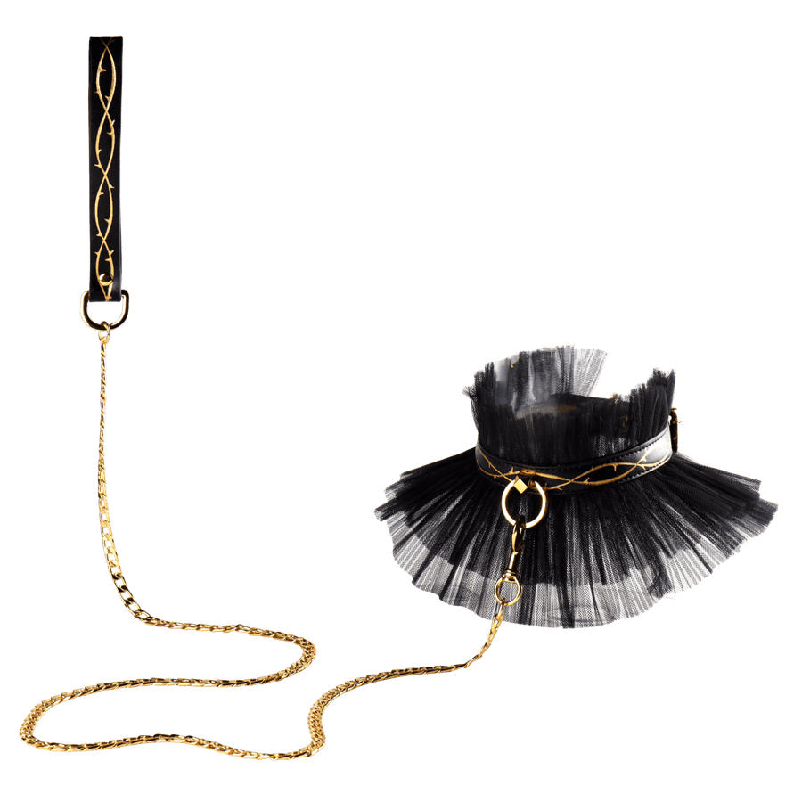 ZALO & UPKO Doll Designer Collection Leather Thorn Collar & Chain Leash - The Dildo Hub
