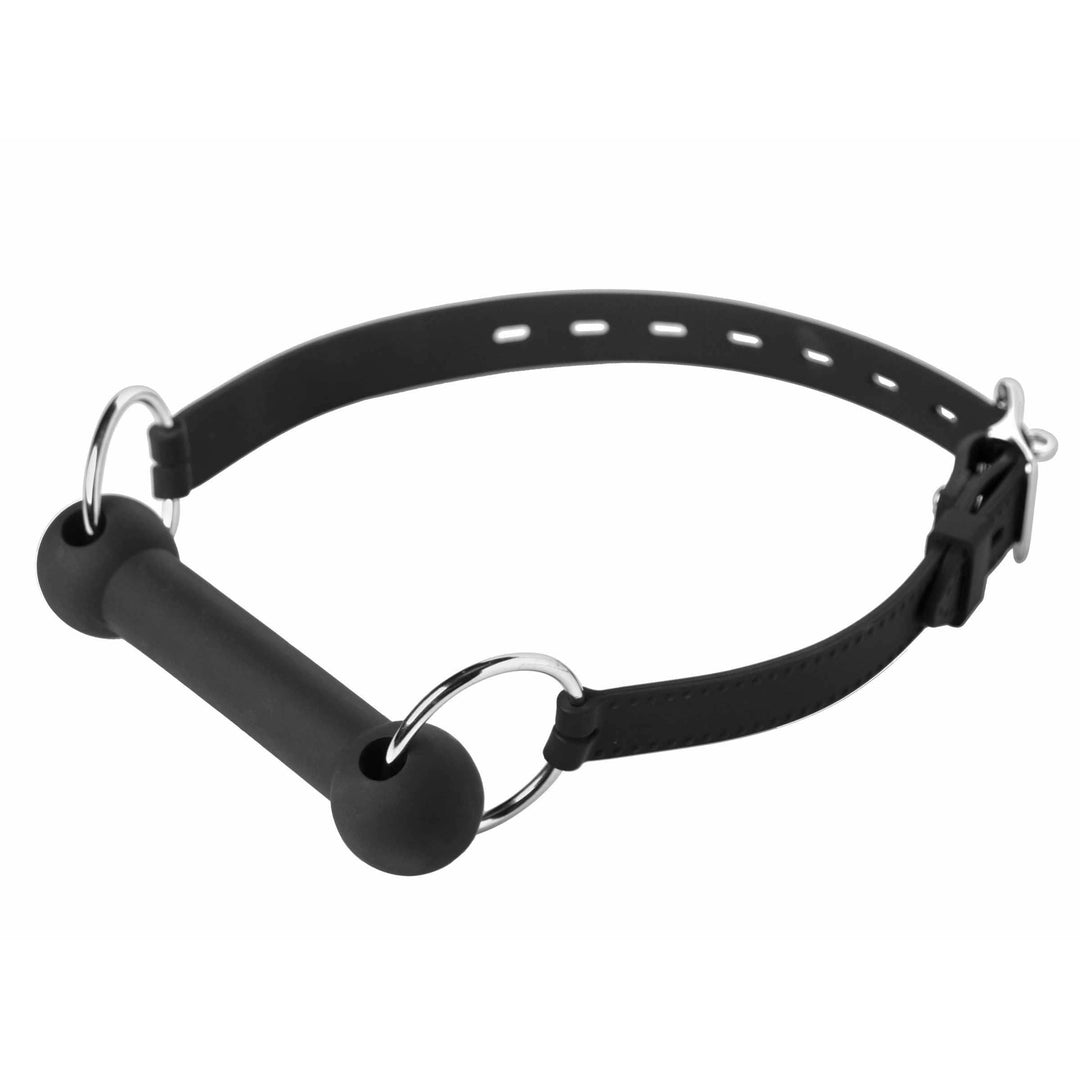 Silicone bit gag with leather straps designed for pony play and BDSM roleplay