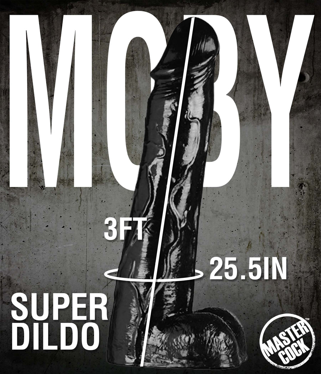 35.5 Inch Black Moby Extreme Dildo - Extra Large Dildo - Huge Realistic Dildo