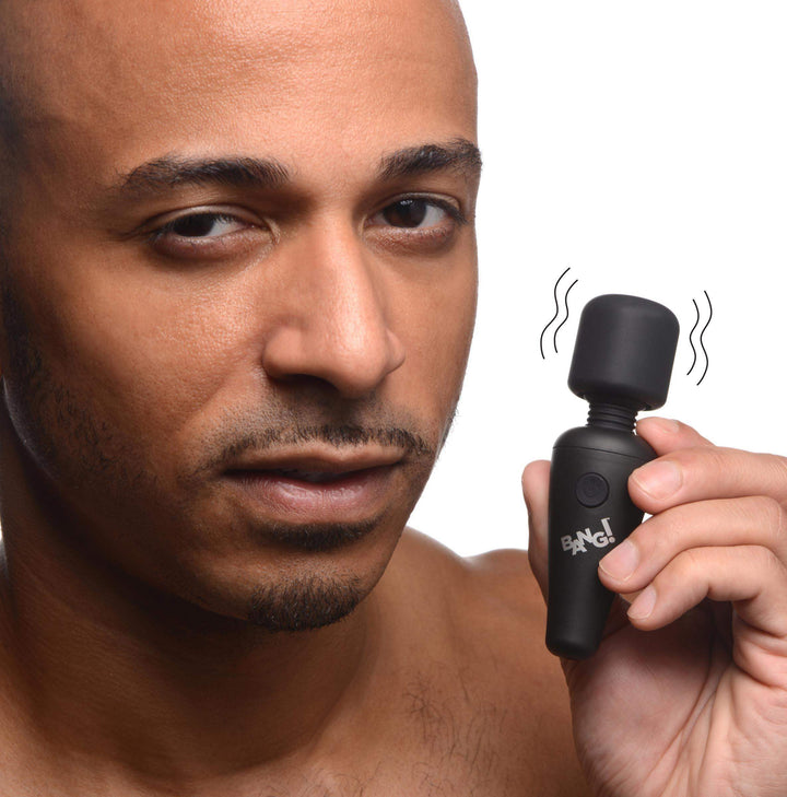 10X Ultra Powerful Silicone Mini Wand Vibrator in Black