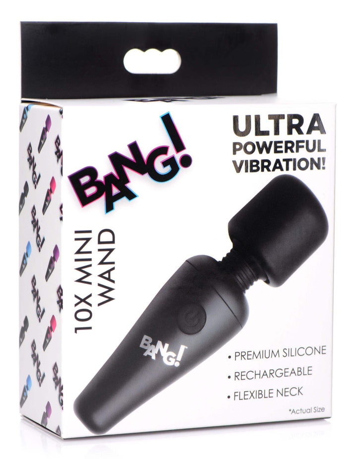 10X Ultra Powerful Silicone Mini Wand Vibrator in Black
