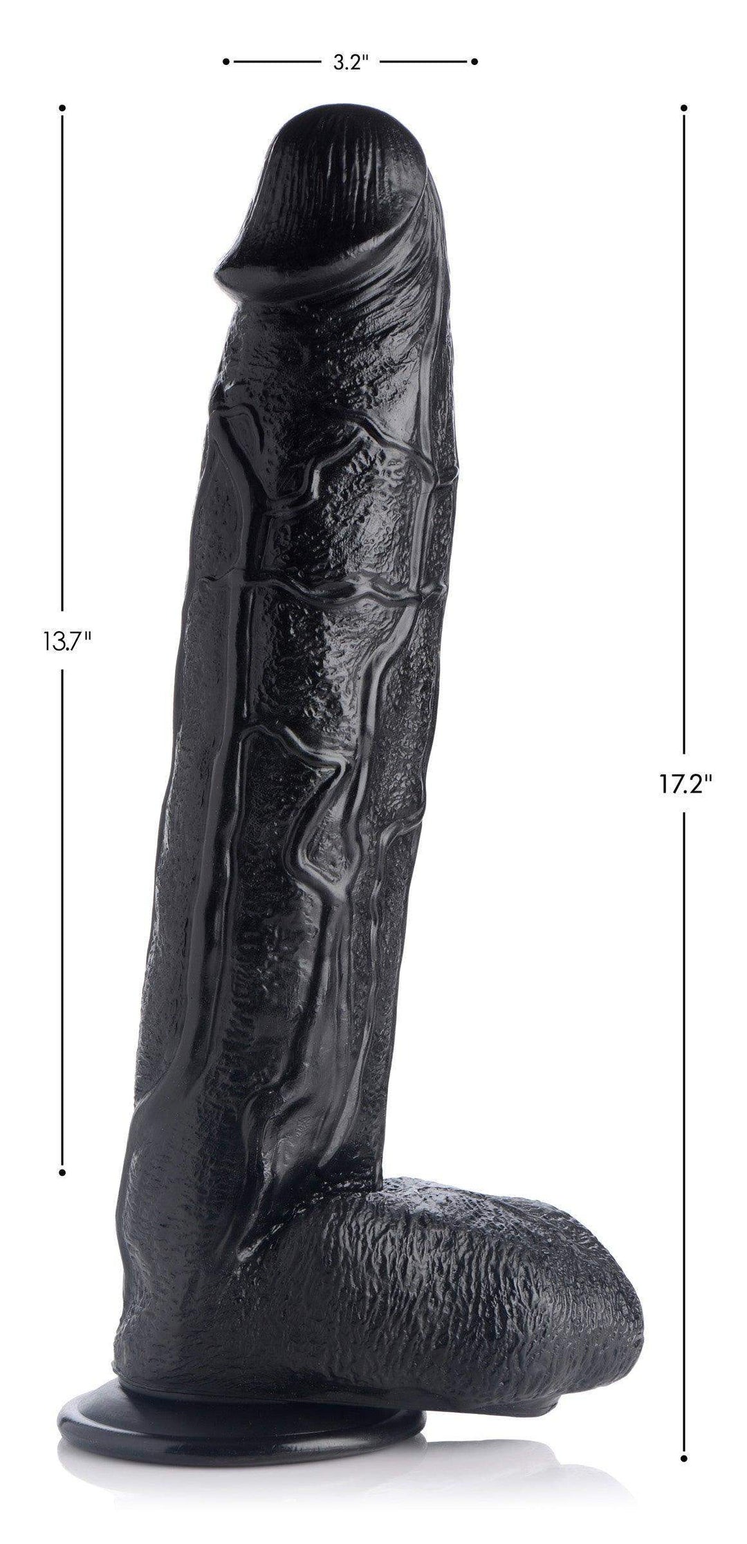 Raging Rhino 17 Inch Veiny Realistic Dildo w/ Suction Cup &amp; Balls in Black 17 Inch