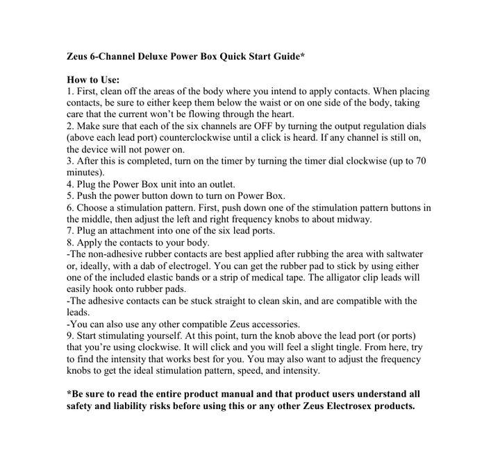 Zeus 6 Channel Deluxe Electrosex Power Box