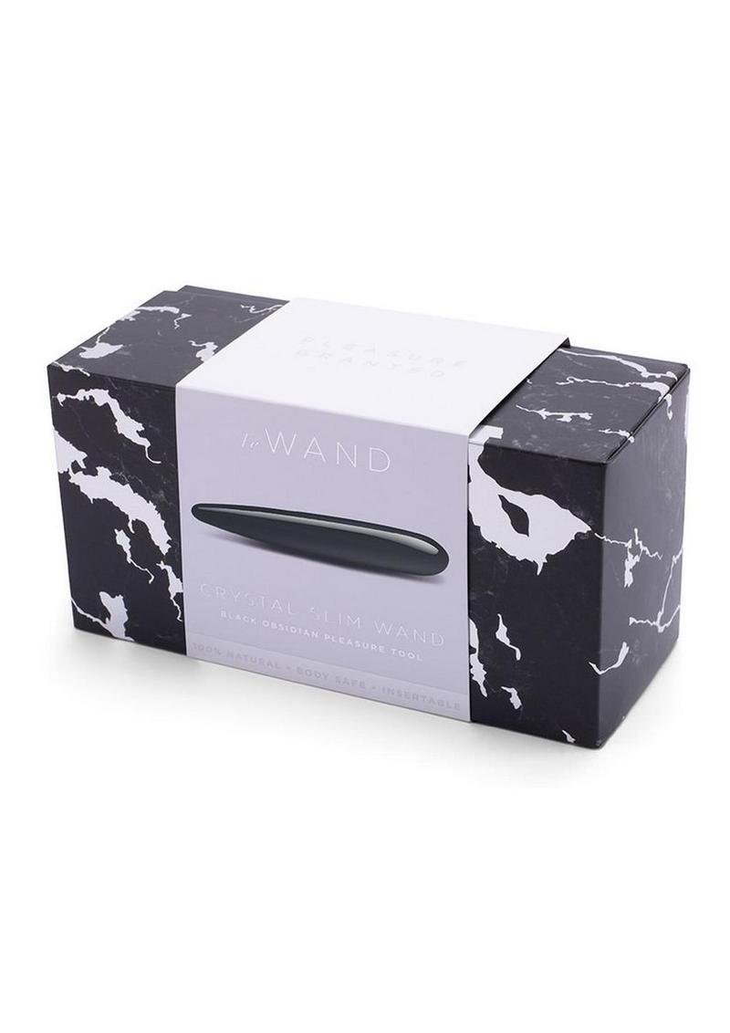 Le Wand Crystal Slim Wand Stone Dildo with Silicone Ring in Black Obsidian