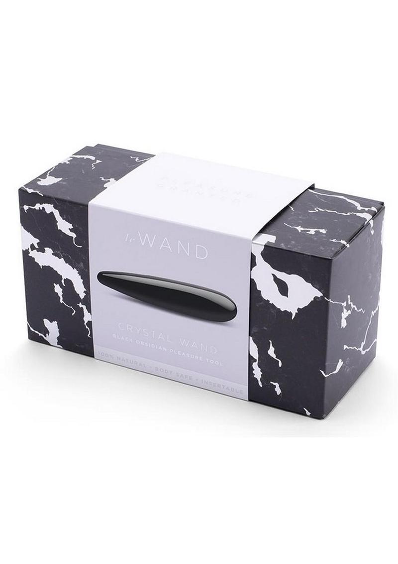 Le Wand Crystal Wand Stone Dildo with Silicone Ring in Black Obsidian
