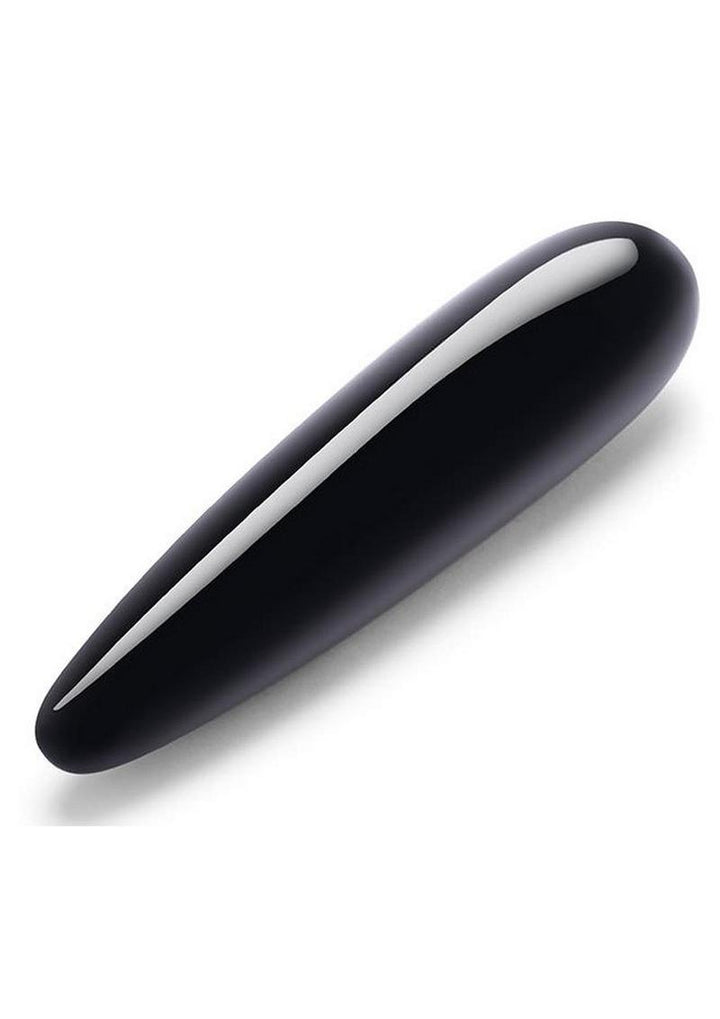 Le Wand Crystal Wand Stone Dildo with Silicone Ring in Black Obsidian
