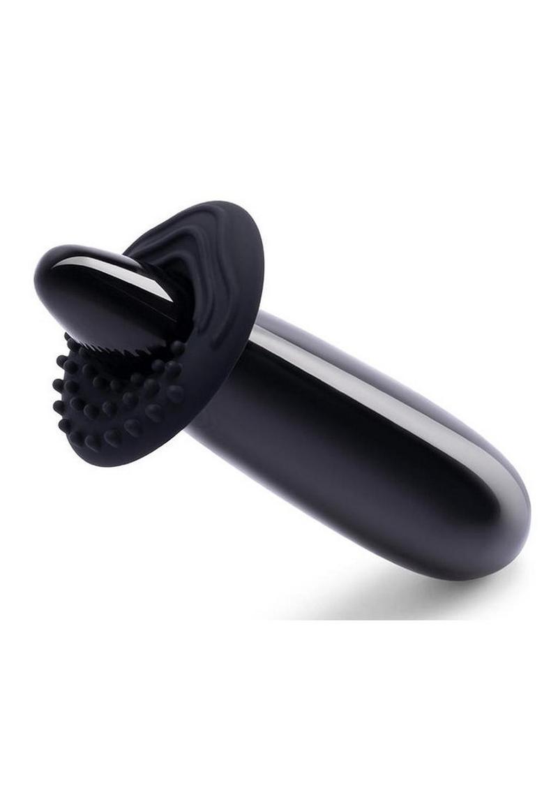 Le Wand Crystal Wand Stone Dildo with Silicone Ring in Black Obsidian