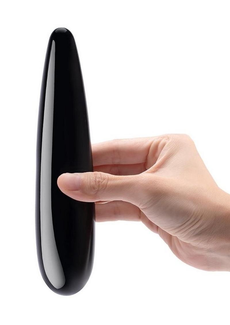 Le Wand Crystal Wand Stone Dildo with Silicone Ring in Black Obsidian