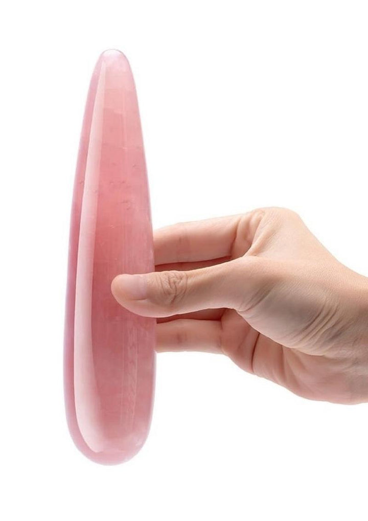 Le Wand Crystal Wand Stone Dildo with Silicone Ring in Rose Quartz