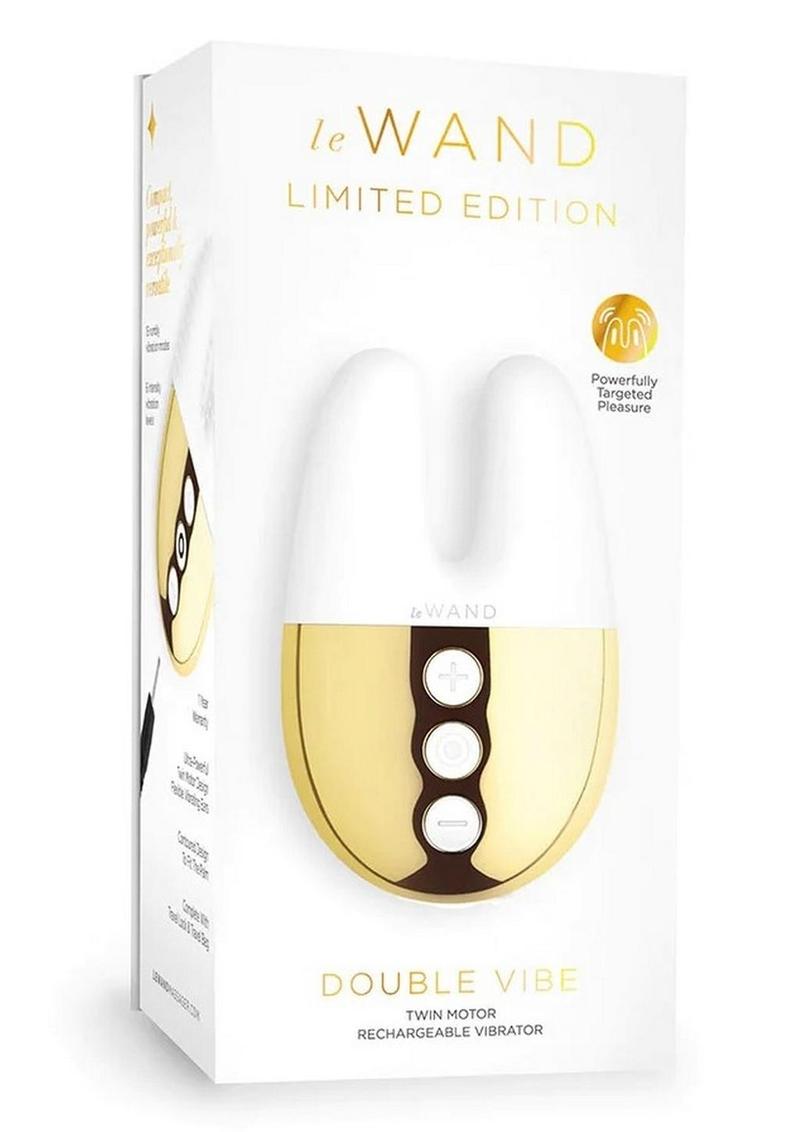 Le Wand Double Vibe Rechargeable Dual-Motor Mini Vibrator in White/Gold