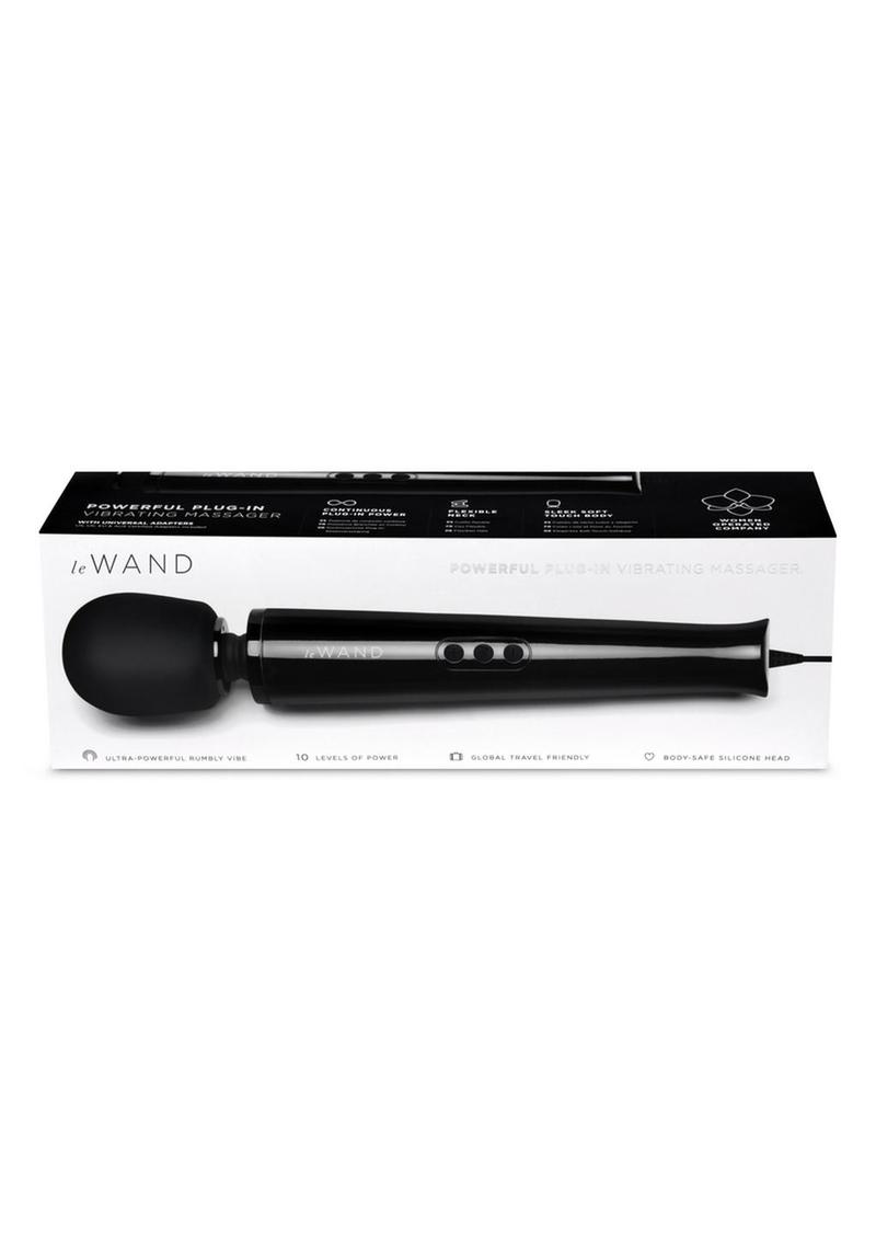 Le Wand Plug-In Vibrating Wand Massager in Sky Black