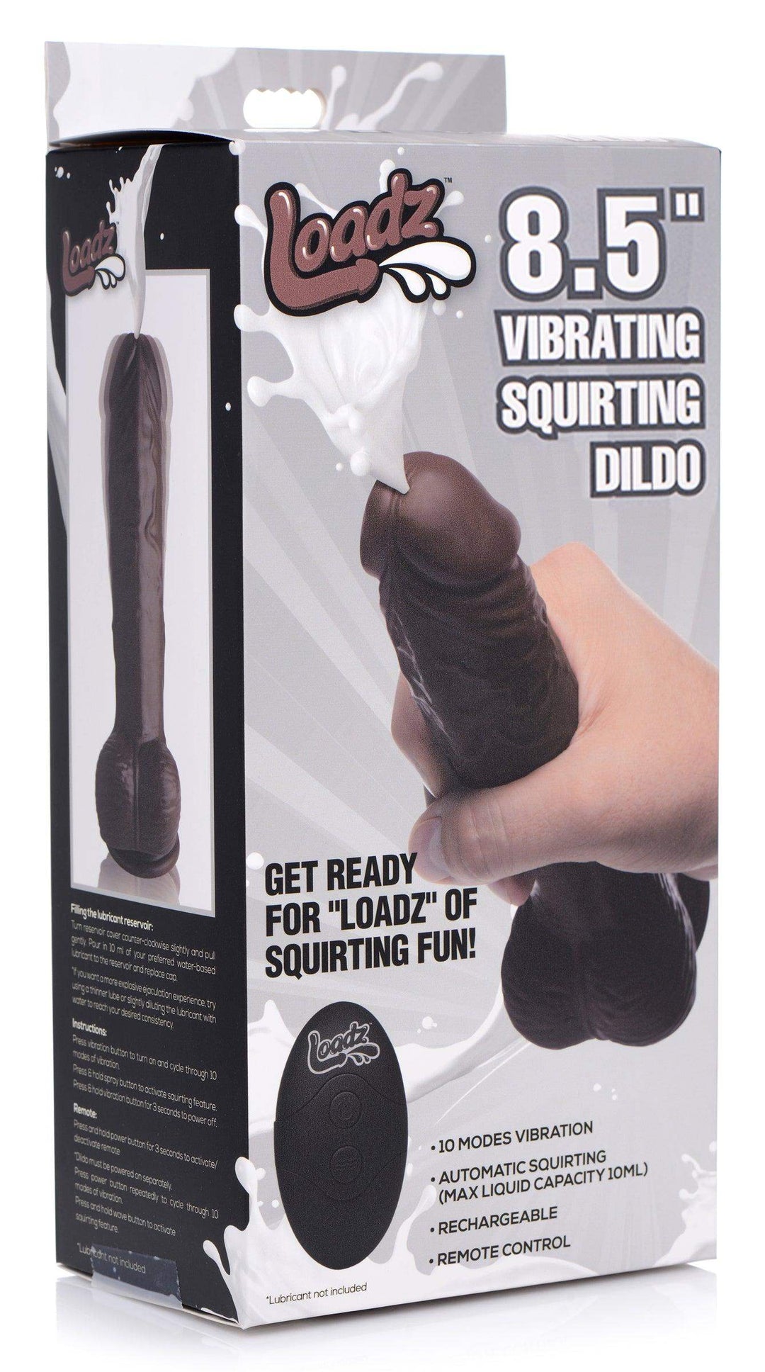 8.5 Inch Vibrating &amp; Squirting Realistic Dildo w/ Remote &amp; Suction Cup in Dark 8.5 Inch