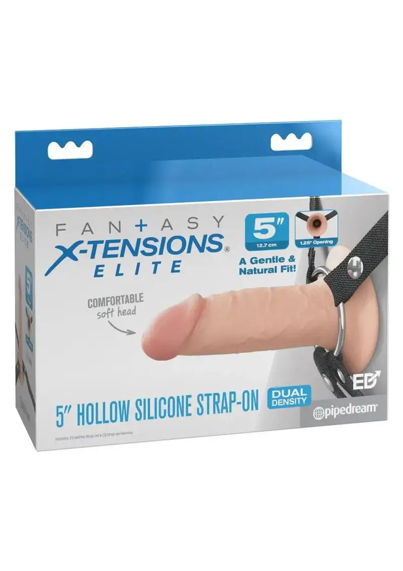 Fantasy X-Tensions 5 Inch Vanilla Elite Silicone Dual Density Hollow Strap-On