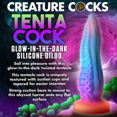 9.5 Inch Tenta-Cock | Glowing Silicone Tentacle Dildo - The Dildo Hub