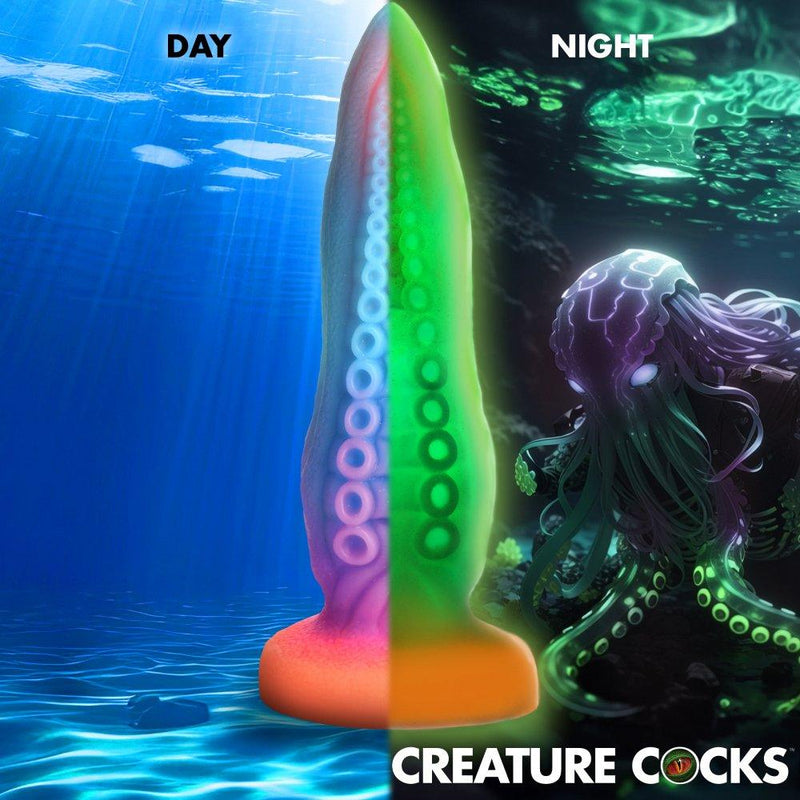 9.5 Inch Tenta-Cock | Glowing Silicone Tentacle Dildo - The Dildo Hub