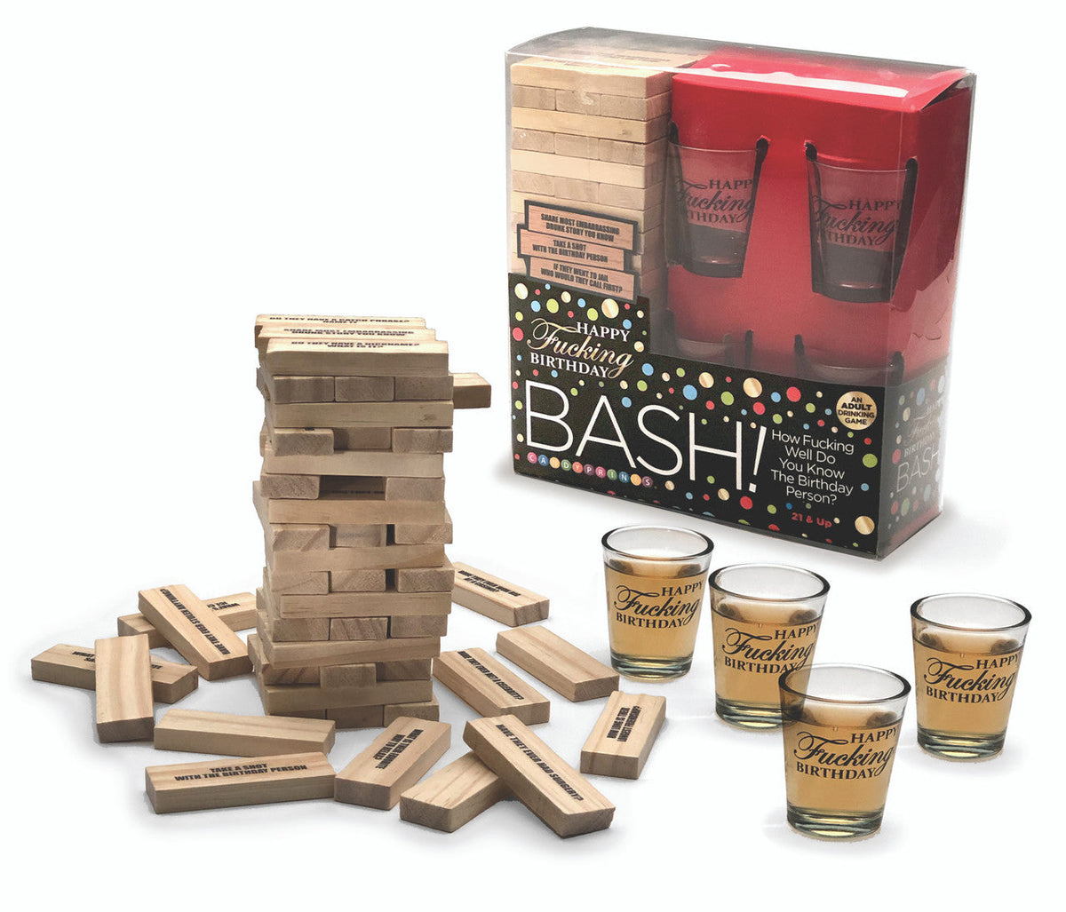 Happy Fucking Birthday Bash Tumbling Tower Drinking Game