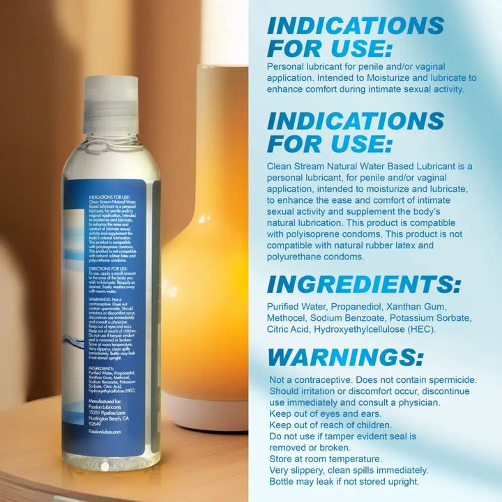 Glycerin-Free Natural Glide 8 oz | Perfect for Vaginal & Anal Application