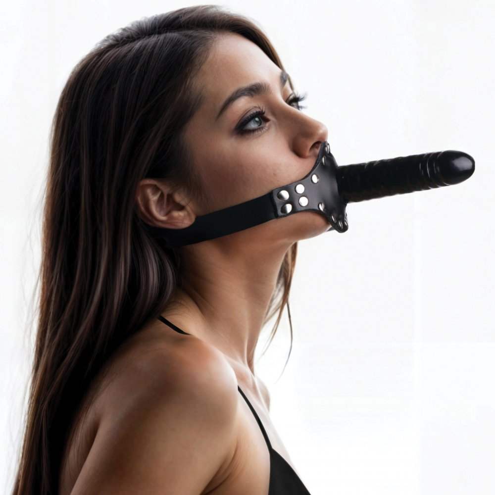 Ride Me Mouth Gag w/ Glossy Black Dildo