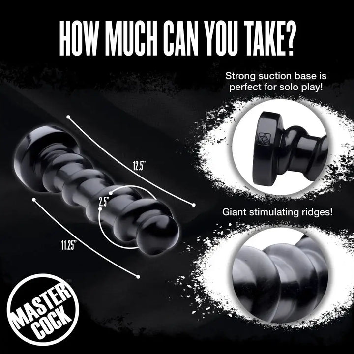 The Screw Giant 12.5 inch Big Black Dildo w/ Suction Cup