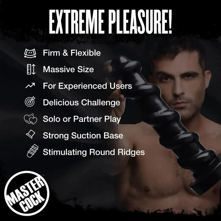 The Screw Giant 12.5 inch Big Black Dildo w/ Suction Cup