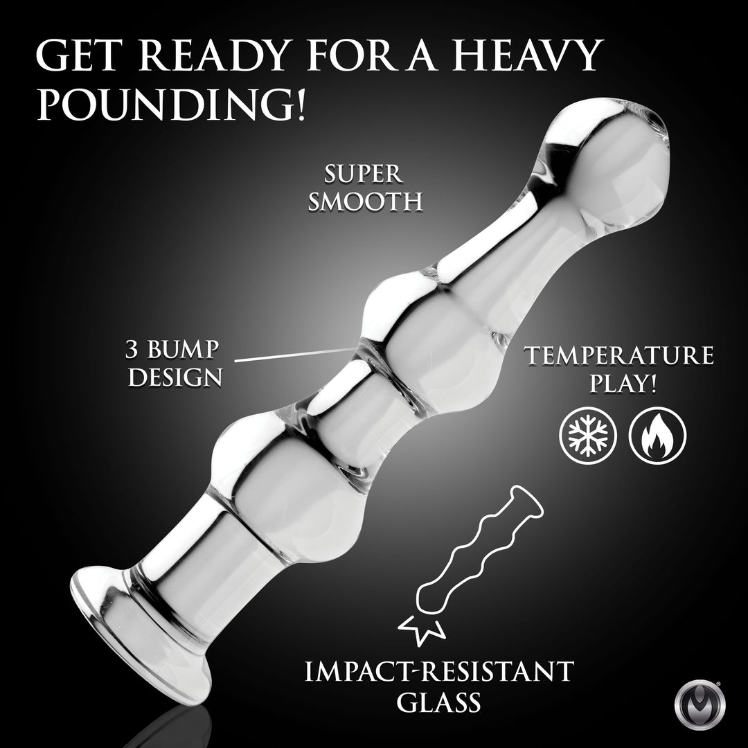 Mammoth 3 Bumps 10-Inch Huge Glass Dildo
