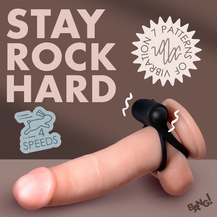 Remote Control Black 28X Vibrating Cock Ring and Bullet