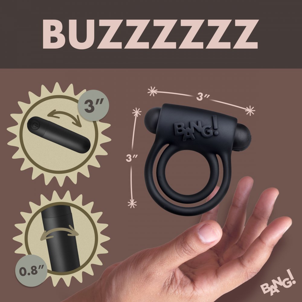 Remote Control Black 28X Vibrating Cock Ring and Bullet