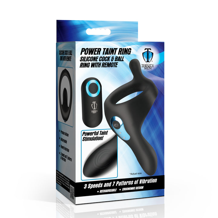 Power Taint 7X Silicone Cock and Ball Ring with Remote