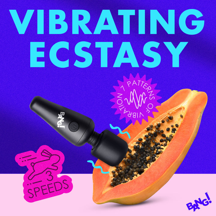 10X Ultra Powerful Silicone Mini Wand Vibrator - Black