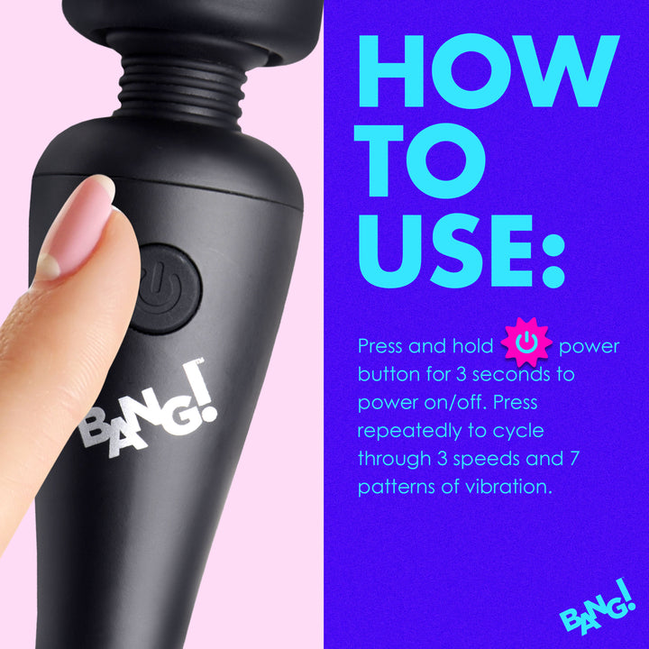 10X Ultra Powerful Silicone Mini Wand Vibrator - Black