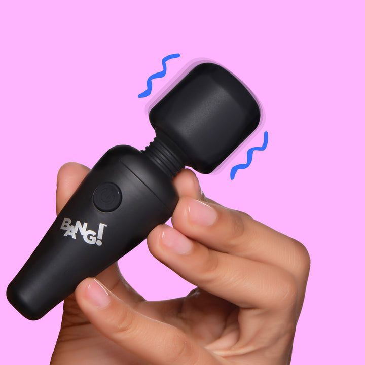 10X Ultra Powerful Silicone Mini Wand Vibrator - Black