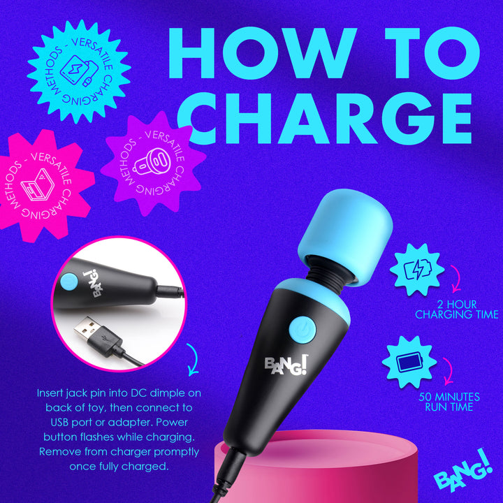 10X Ultra Powerful Silicone Mini Wand Vibrator - Blue