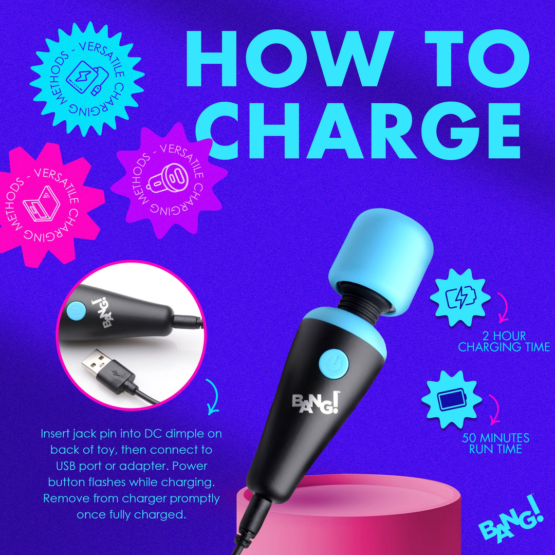10X Ultra Powerful Silicone Mini Wand Vibrator in Blue