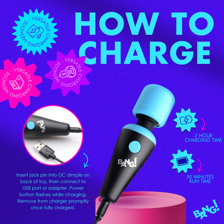 10X Ultra Powerful Silicone Mini Wand Vibrator in Blue