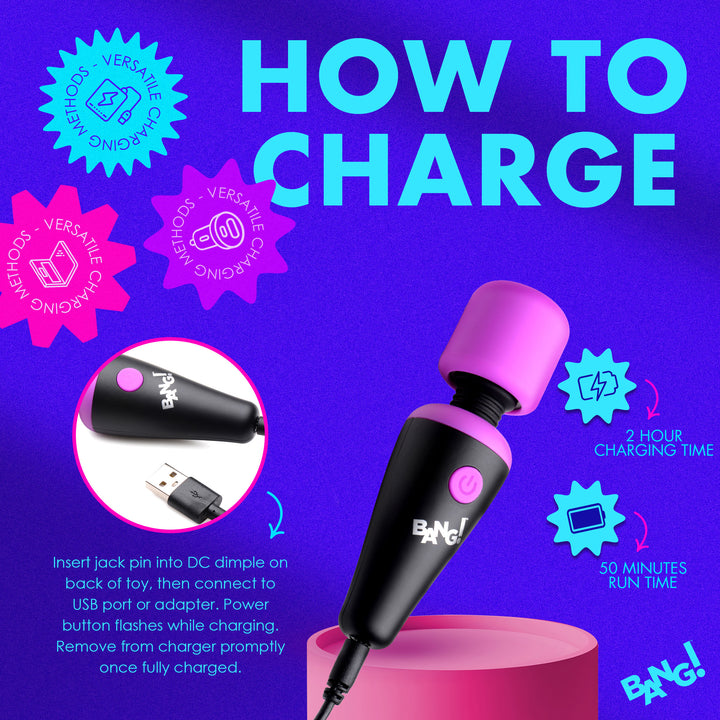 10X Ultra Powerful Silicone Mini Wand Vibrator - Purple
