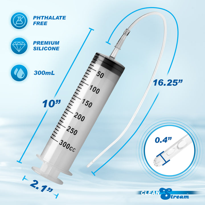 Enema Syringe with Silicone Tube, 10.1 fl oz (300 ml)