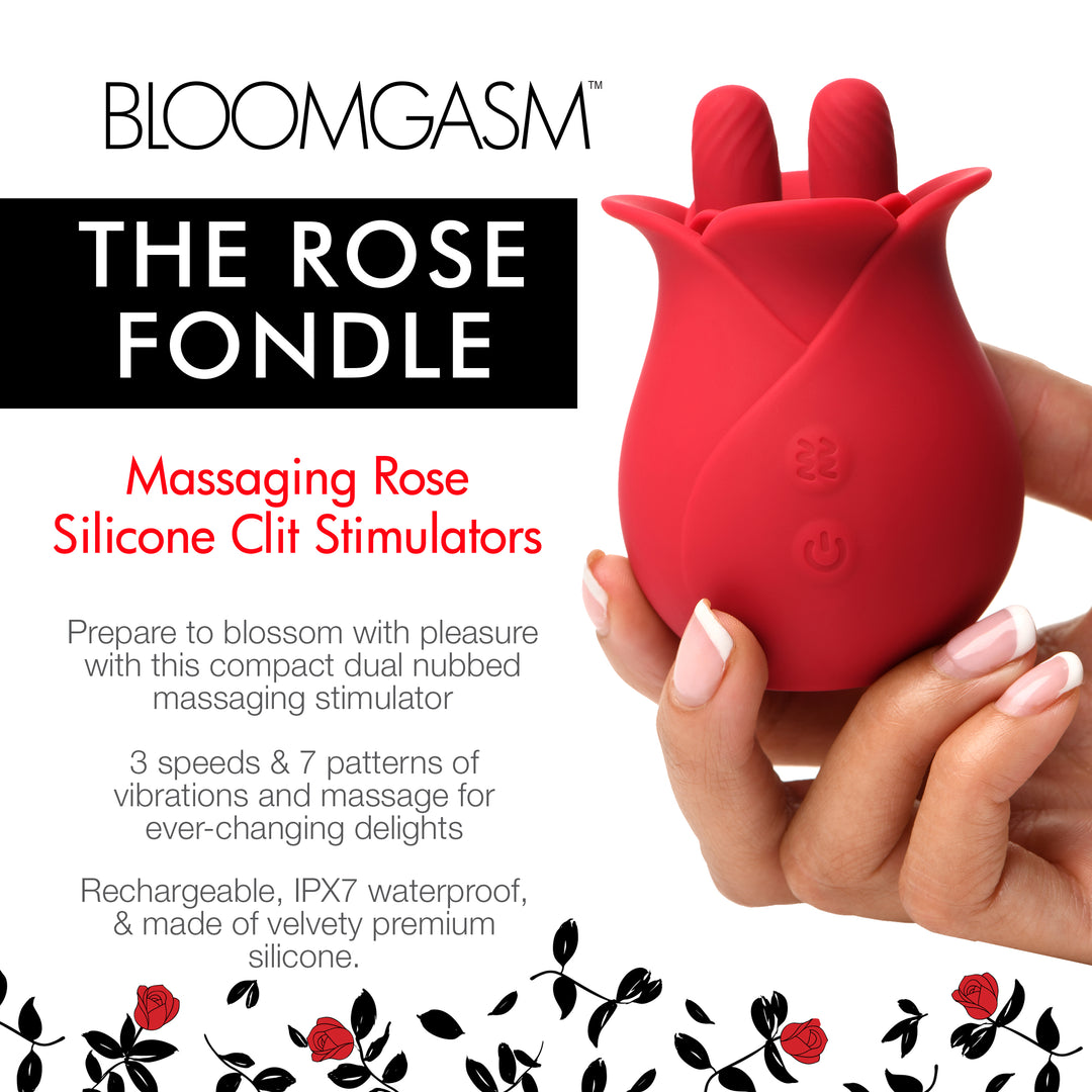 10X Fondle Massaging Rose Silicone Clitoral Stimulator