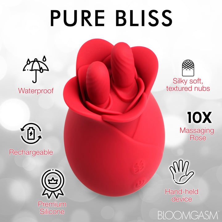 10X Fondle Massaging Rose Silicone Clitoral Stimulator