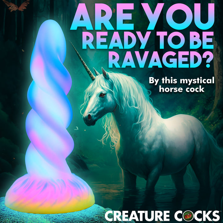 Moon Rider 8 Inch Glowing Unicorn Dildo w/ Suction Cup
