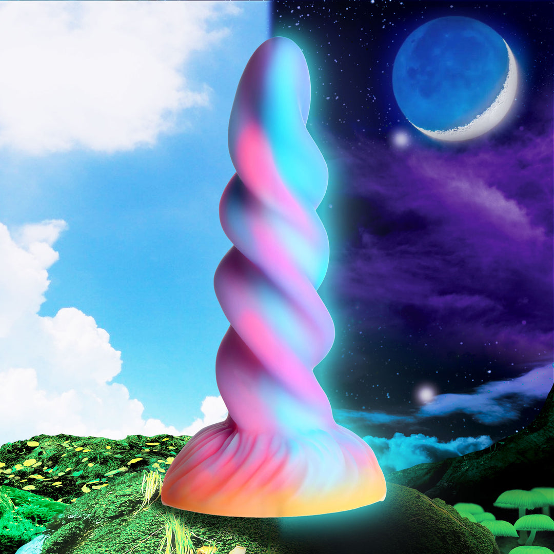 Moon Rider 8 Inch Glowing Unicorn Dildo w/ Suction Cup