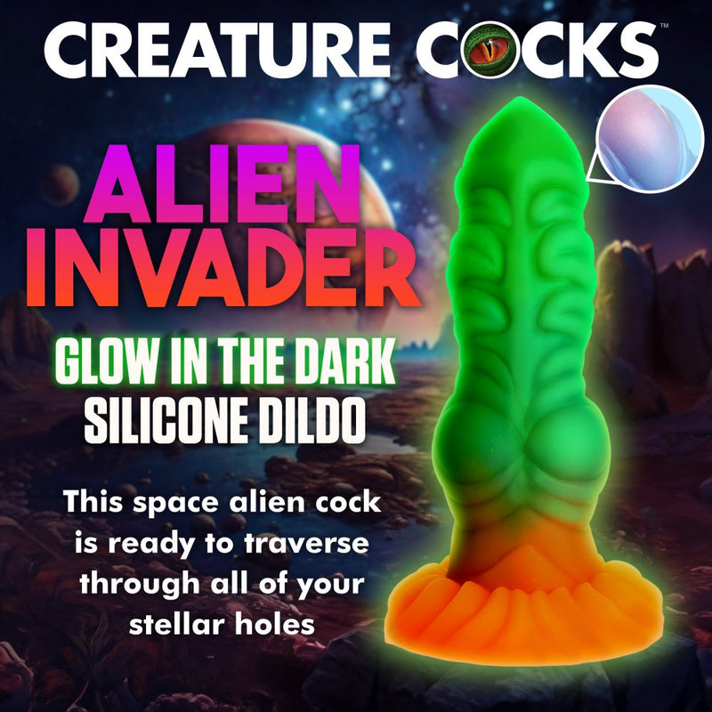 8 Inch Invader Glowing Alien Dildo