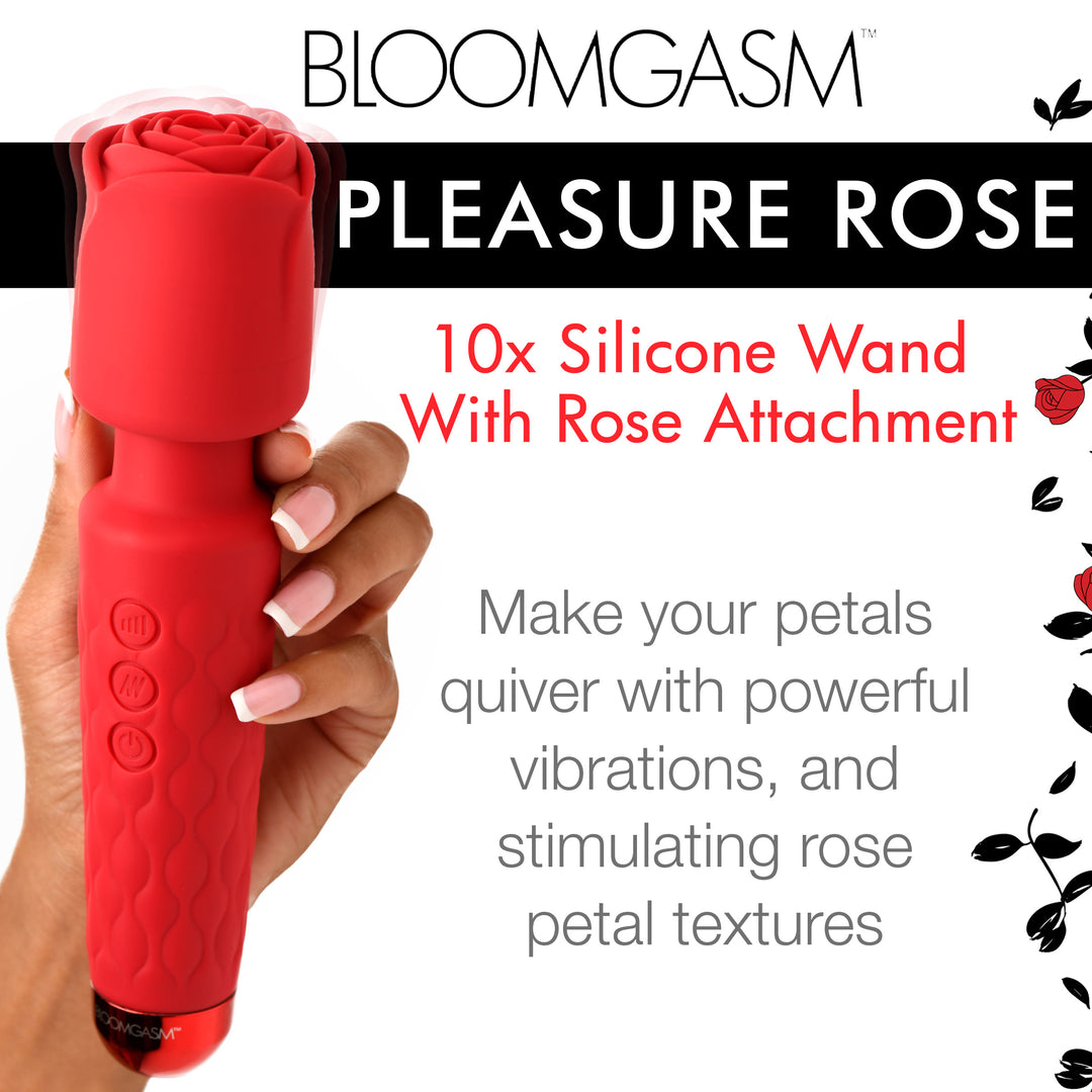Deluxe Silicone Rose Wand Massager with Rose Attachment