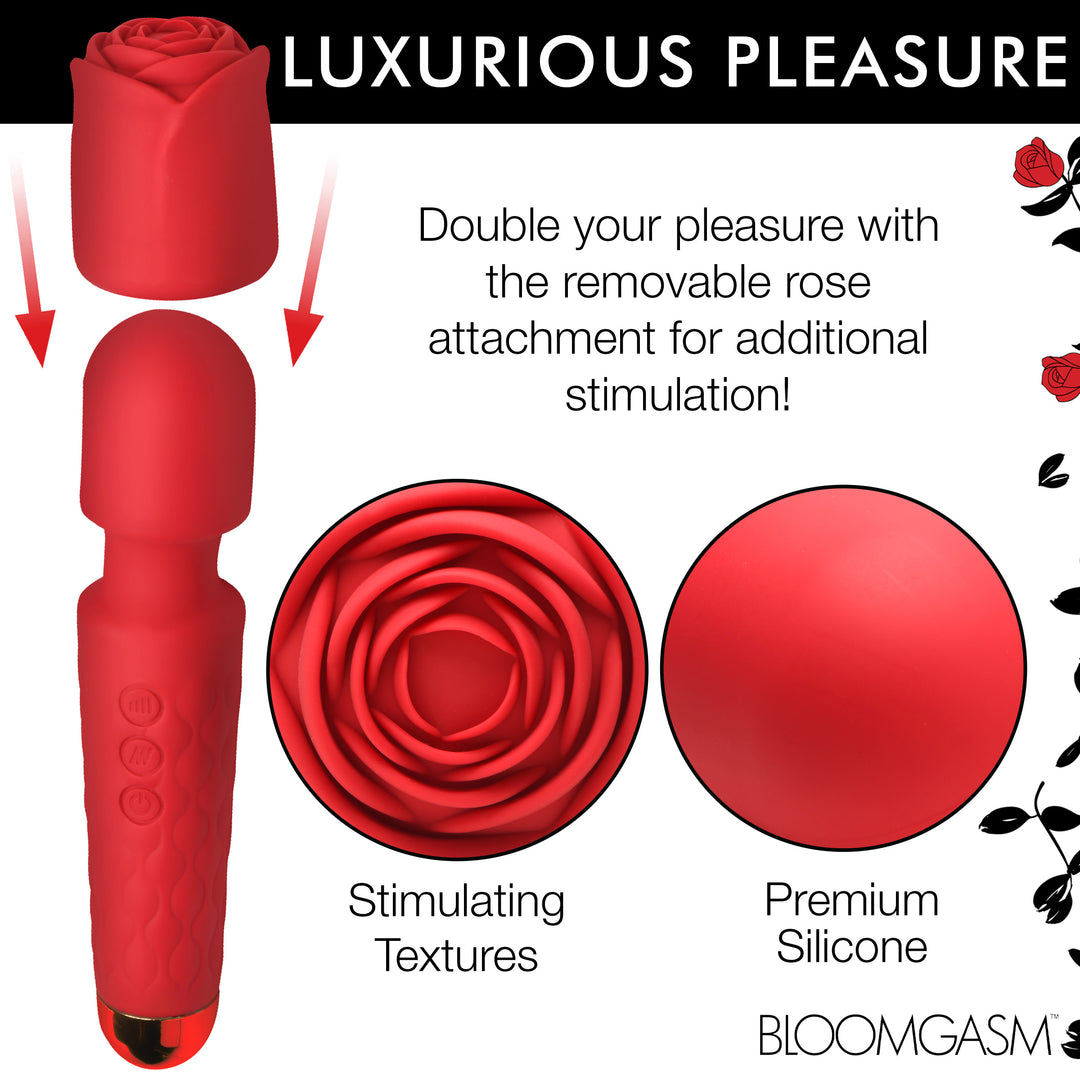 Deluxe Silicone Rose Wand Massager with Rose Attachment