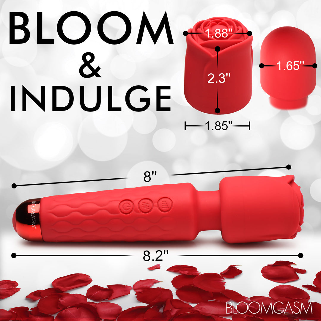 Deluxe Silicone Rose Wand Massager with Rose Attachment