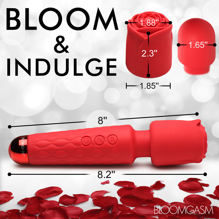 Deluxe Silicone Rose Wand Massager with Rose Attachment