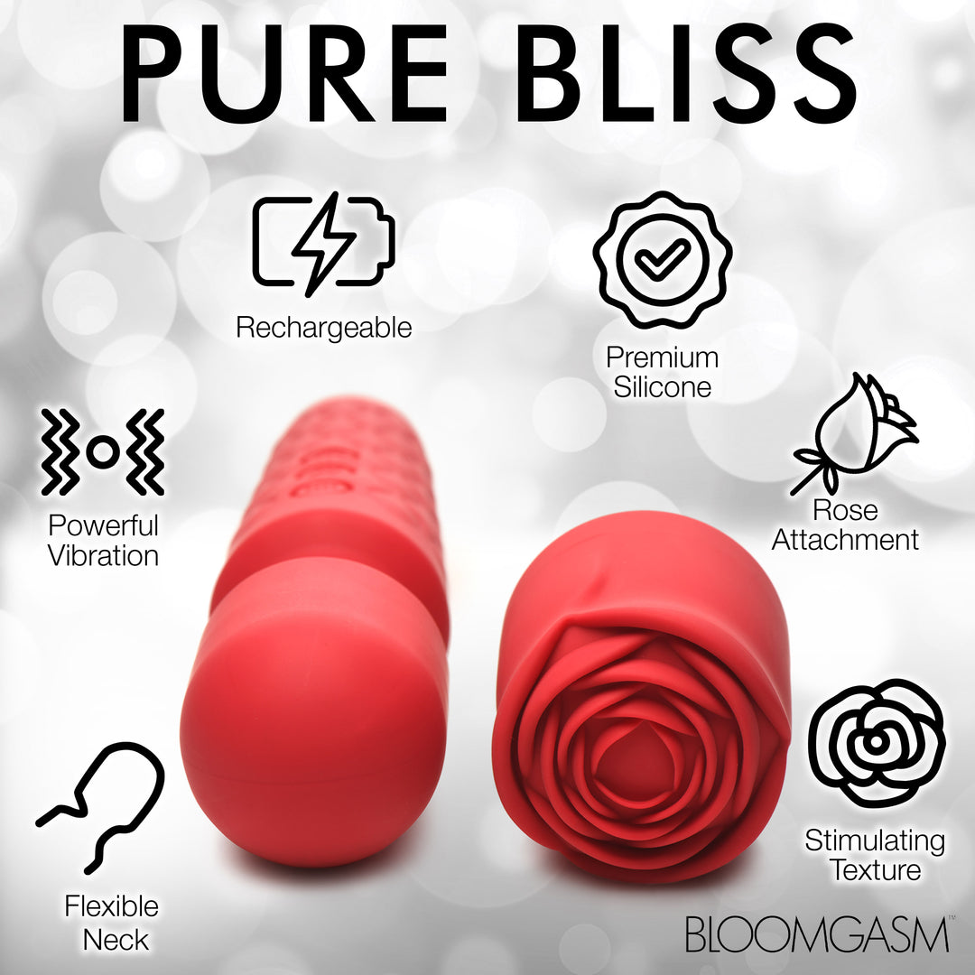 Deluxe Silicone Rose Wand Massager with Rose Attachment